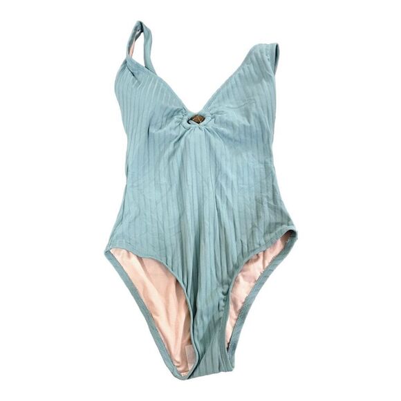 Kona Sol Women's Light Blue Striped One-Piece Swimsuit Size S - Picture 3 of 14